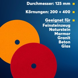 Dia-Dry Professional Diamond Sanding Pad, Ø 125 mm, Velcro Attachment, for Dry Sanding, Natural Stone, Marble, Granite, Perfect for Glass and Ceramic Processing