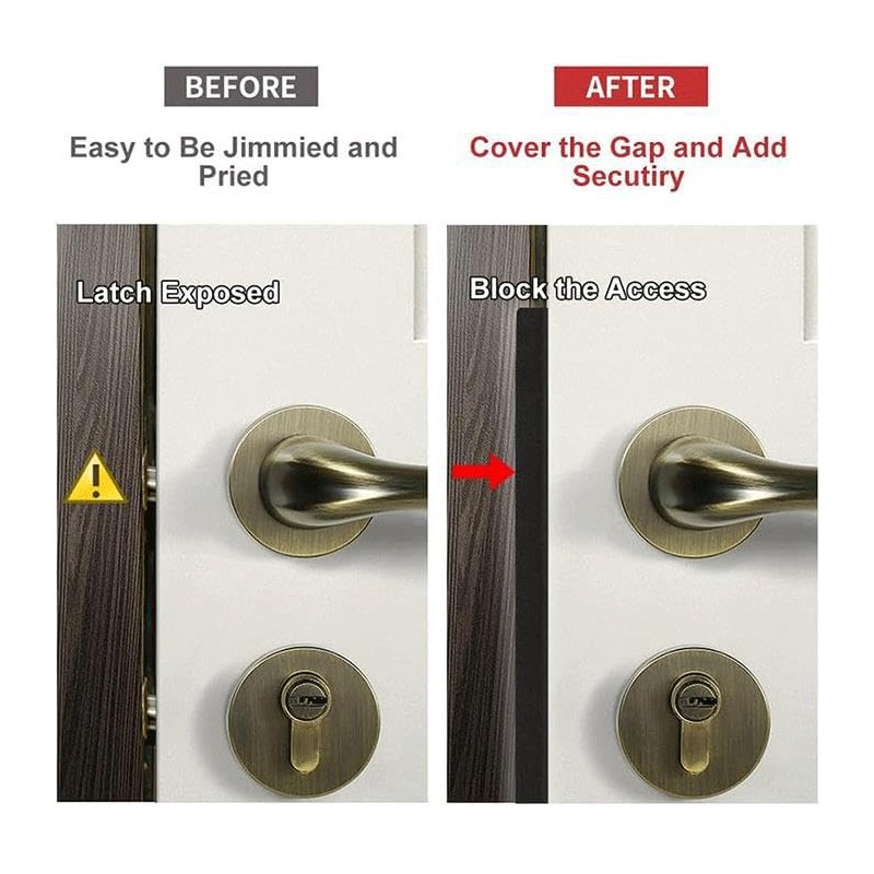 Door Latch Guard Plate, Outswing Door Security Protector, L-Shaped Door