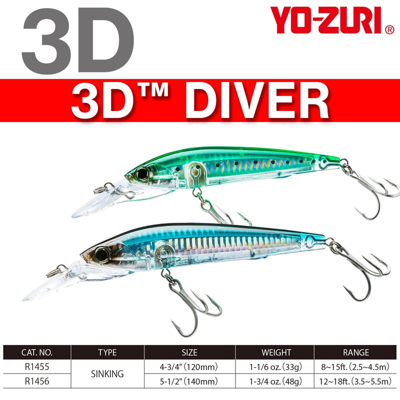 YO-ZURI 3D Diver (S) 4.7 inches (120 mm) Color: Flying