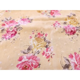 Unbranded Challis Fabric Crinkle Floral Dotted Swiss   NY Designer Overstock By the Yard