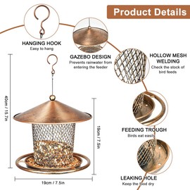 Hanging Bird Feeder House, Metal Bird House for Hanging, Weatherproof with Covered, Bird Feeder for Wild Birds, Hanging Bird Feeder for Balcony, Garden