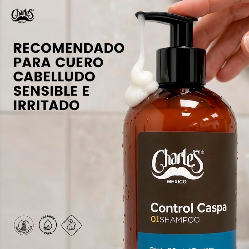 Charle Shampoo Control Caspa Sales Parabenos Extracto Aloe Vera Ayuda
