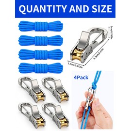 4 Pack Rope with Roller Tensioner, Tie Down for Camping & Outdoor Gear