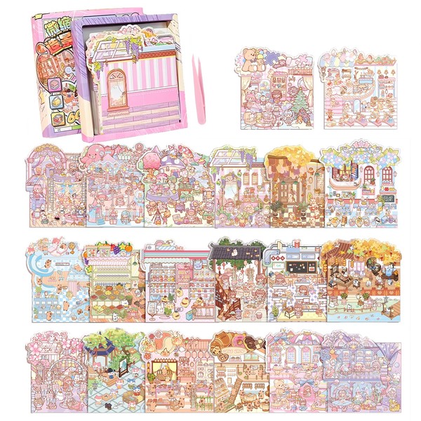 AKPLIT 3D Sticker Scene, 20 Sets DIY 3D House Stickers