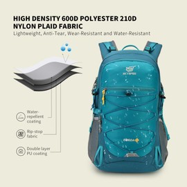 SKYSPER Hiking Backpack, 25 L, Small Backpack with Back Ventilation, Made of Breathable 3D Air Mesh Daypacks with Rain Cover for Hiking Outdoor