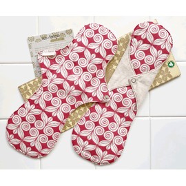 2 Pack South India Eco Femme Cloth Napkins Washable Organic Cotton (Unbleached) Waterproof 7 Layers Flannel Inside, GOTS Certified