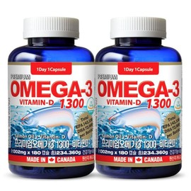 TongLife 통라이프-프리미엄 오메가3 1300+비타민D-6개월분-2병 Tong Life - Premium Omega 3 1300 + Vitamin D - 6 Months Supply - 2 Bottles