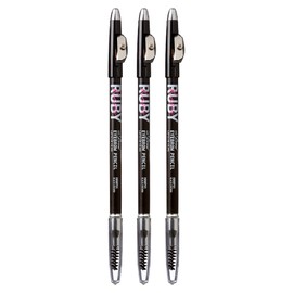 Ruby Kisses GoBrow Eyebrow Pencil, Sharpenable, Longwear, Long Lasting Eyebrow Wooden Pencil for Natural-Looking Brows 3 PACK (Black Brown)