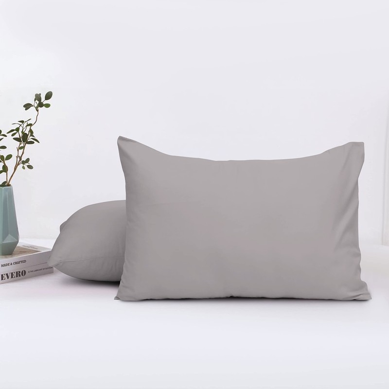 Oxford Homeware Grey Pillow Cases 2 Pack Brushed Microfiber –