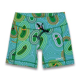 Sprints Womens Flexion 5" Compression Shorts with Pockets, Drawcord & Silicone Lined Hem (US, Alpha, Medium, Regular, Regular, Pickle Power)