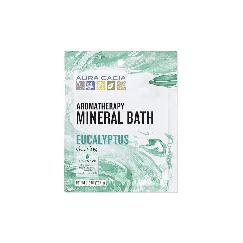 Aura Cacia Clearing Eucalyptus Aromatherapy Mineral Bath Salt, 2.5 Ounce