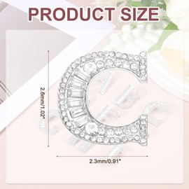 PATIKIL Letter Brooch Pins, Initial Letter C Rhinestone Broaches Metal Crystal Alphabet A-Z Breastpin Lapel Pin with Box for Women Jewelry Gift Suit Clothes Hat Dress, Silver Tone