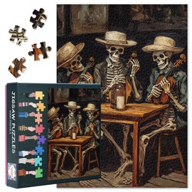 1000 Piece Puzzles for Adults Skeleton Violin Jigsaw Puzzle Adult Jigsaw Puzzles 1000 Pieces Gift for Kid Home Decor, Finished Size 19.69 Inch*27.56 Inch