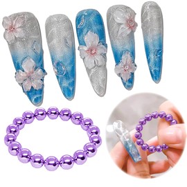 MOLILON 20Pcs Cat Eye Nail Magnet Beads Cat Eye Gel Nail Polish Magnet Wand Magnetic Nail Polish Cat Eye Magnet Nails Round Magnetic Beads Nail Design Tools Nail Art Accessories (Purple)