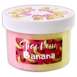 Strawberry Banana (8 fl/oz) - Scented Cloud Textured Slime - Handmade in USA - Dope Slimes - Pink/Yellow