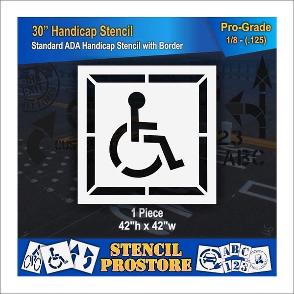 Parking Lot Stencil - 30" - Handicap Stencil with Border