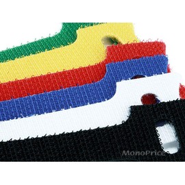 Monoprice 106463 6-Inch Hook and Loop Fastening Cable Ties, 60-Piece/Pack, 6 Colors