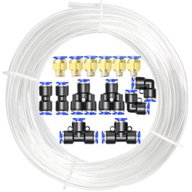 ERGAOBOY Bright 10M Polyurethane PU Air Hose Pipe Tube Kit,10mm OD x 6.5mm ID with Pneumatic Connector Kits