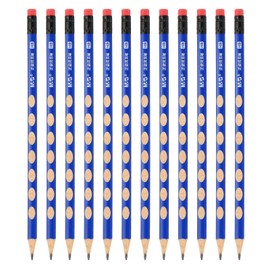 M&G Wooden Triangular Pencils, 12 Pcs HB Pencils Graphite Round Pencils with Eraser for Classroom Teacher Office Supplies, Blue