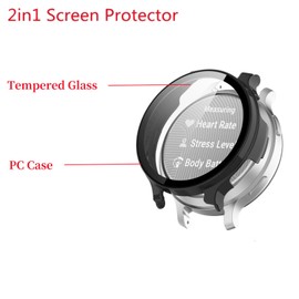 MEMELOKA Case for Garmin Lily 2 Active with Screen Protector, Pack of 2 Ultra Thin Scratch-Resistant Hard PC Protective Case and High Sensitivity Screen Protector (Black + Transparent)