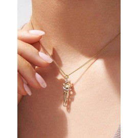 Love Style Hug Necklace Hug Necklace for Women or Men Couples Necklace for Him and Her Stainless Steel Necklace Jewelry Gifts Silver hug gold-Turn up