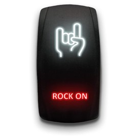 Rock ON - White/Red - Laser Etched 5-Pin Double Pole Single Throw Rock ON Maintained ON-Off DPST Toggle Switch 20A 12V