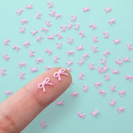 Foilswirl 200 Pcs Bow Decorations for Party Mini Bows for Crafts Resin 0.2 Inch White Pink Embellishments Small Coquette Birthday Party Ornaments for DIY Bridal Shower Wedding Favors(Light Pink)