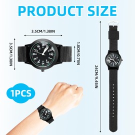 Mens Watches, Analogue Quartz Wrist Watches Watch Glow in The Dark Watches Men Nylon Fabric Band Field Outdoor Sport Wristwatch Sports Minimalist Watches 12/24 Hour for Everyday Use