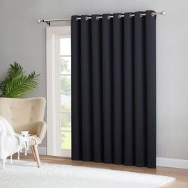 ASATEX Single Extra Wide Size Black Color Patio Door Panel. Oversize Thermal Insulated Curtain Drape is 102 Inch Wide & 96 Inch Long. Ideal for Sliding Doors, Large Windows. LAN 102" x 96" Black