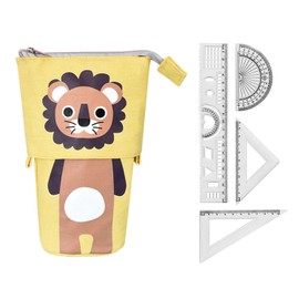 TVSVKWE 1 Piece Lion Pencil Bag and 1 Set of Ruler, Creative Cute Pencil Bag, Retractable Pencil Case, Student Stationery, School Supplies.