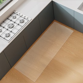 Royhom Clear Runner Rug 17 x 59 inch, Plastic Floor Runner for Hallway, Kitchen Rugs Non Slip, Easy to Clean Indoor Outdoor Vinyl Rug Waterproof, Clear Floor Mat for Laundry, Living Room