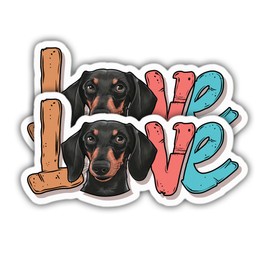 (2pcs) Dachshund Sticker Black Dachshund Lover Decal Love Vinyl Stickers Weather-Resistant Stickers for Water Bottles Laptop Window Car 2pcs Size 5"