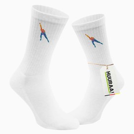 Huuraa Unisex Tennissocken Eisschnelllauf bunte Silhouette Geschenk Größe 42/46 White Eisschnelllauf Präsent