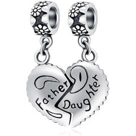 Father Daughter Gifts 925 Sterling Silver Pendant Charms for Bracelets Necklaces Christmas Birthday Fathers Day Dad Gifts from Daughter Jewellery