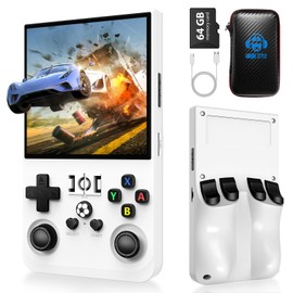 R36 Max Retro Handheld Game Console, Video Game Console with 64G Built-in 18000+ Games, 4000mAh Rechargeable, Support 30+ Simulators, Linux System, 4.0 Inch IPS Screen Portable Pocket Arcade, White