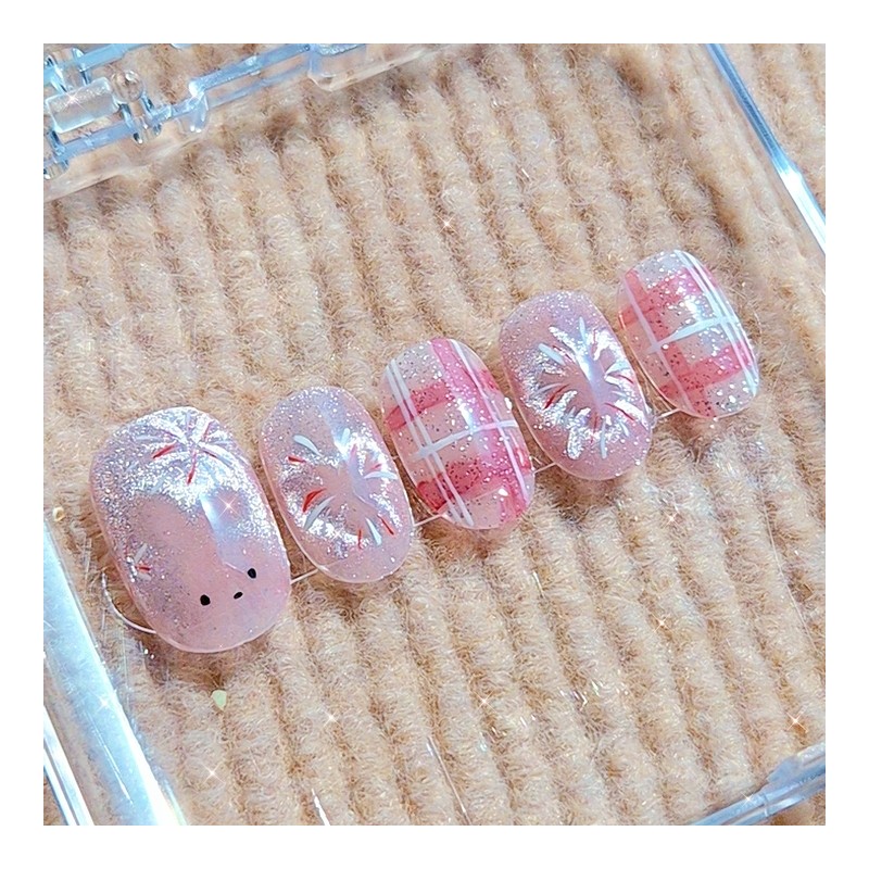 Fireworks Bunny [Handmade Nail Tips] - Coffin / 불꽃놀이버니[수제네일팁] -