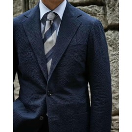 2 Piece Men Suits Seersucker Tuxedos Set Summer Sport Coat Tuxedo Suit Seersuckers Blazer Pants for Mens Wedding Suits Beach Party Navy Blue-XL