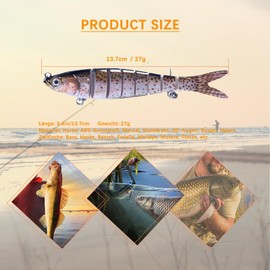 TUXIBIN Artificial Bait, Spinning Bait, Fishing Bait, Fish Fishing Set, Wobbler Jerkbait, Red Eye Bait for Pike Perch Zander, Fishing Set, Fishing Hook