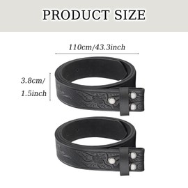YzmrBdqc Western Belt Strap for Men, Western Leather Belt, without Buckle, Floral Engraved Embossed Leather Belt Strap, Cowboy Vintage Replacement Belt, Width 1.5 Inch