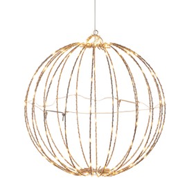 Alpine Corporation 16" H Indoor/Outdoor Foldable Metal Hanging Ornament with Warm White LED Lights, Christmas Decoration