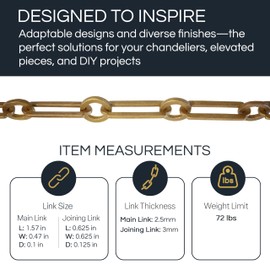 RCH Hardware CH-21-BRZ-3 Brass Chandelier Chain, Bronze (3 Feet)