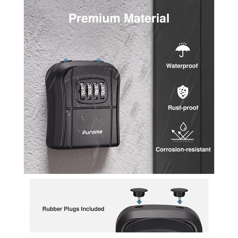 Puroma Key Lock Box, Portable Combination Lockbox Wall-Mounted Storage for