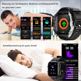 LEMFO C26 Men's Smartwatch with 1.96 AMOLED Screen, Phone Function, 480 mAh, 1ATM Waterproof, 120+ Sports Modes, Smartwatch with Heart Rate Monitoring for Android iOS