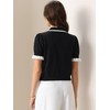 Allegra K Women Short Sleeve Jumper Tops Summer Elegant Collared