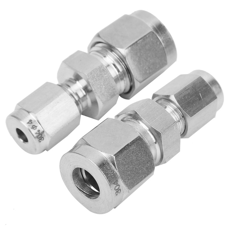 4Pcs Compression Tube Fitting Stainless Steel DoubleFerrule Converter Adapter(Ф4/Ф8 )