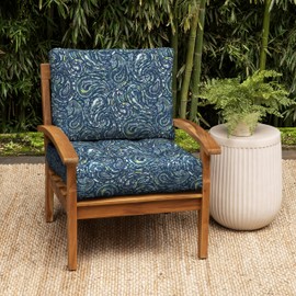 Arden earthFIBER Tufted Blowfill Deep Seat Set, 24 x 24, Rain-Proof, Fade Resistant, Deep Seat Bottom and Back Cushion for Chair, Sofa, and Couch 24 x 24, Sapphire Blue Ridge Paisley