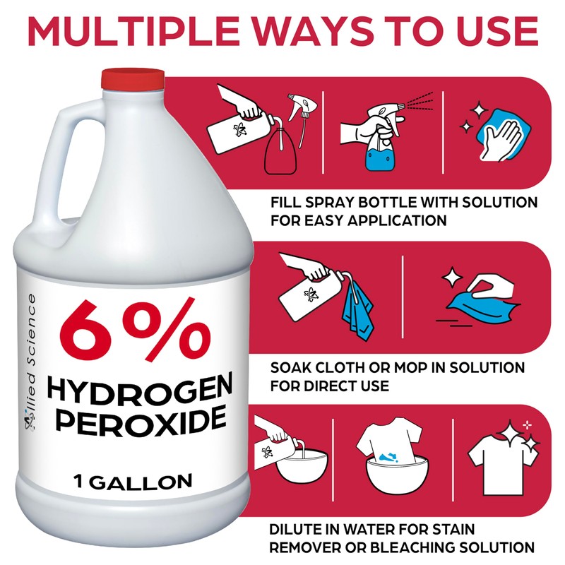 Allied Science 6% Hydrogen Peroxide, Food Grade H202 and Water,