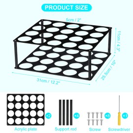 uxcell Acrylic Vinyl Roll Storage Rack, Black, 12.2 x 10 Inches, 20 Holes, Craft Room Gift Wrap Station