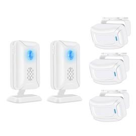 NineLeaf Door Entry Chime, Wireless Motion Sensor Door Bell with LED Light, Door Motion Sensor Chime,Adjustable Volume, Loud Speaker, for Home, Warehouse, Villa Security(3Sensors& 2Receiver)