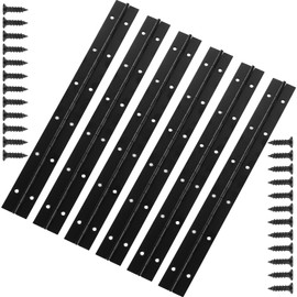 MEIDIV 6pcs Stainless Steel Piano Hinge, 300mm Long Hinges for Wood, Heavy Duty Piano Hinge with Screws, Black Hinges for Piano Cabinet Door Window Boats